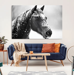 Horse Canvas Print - Winter Horse Snow Wall Art Canvas Print