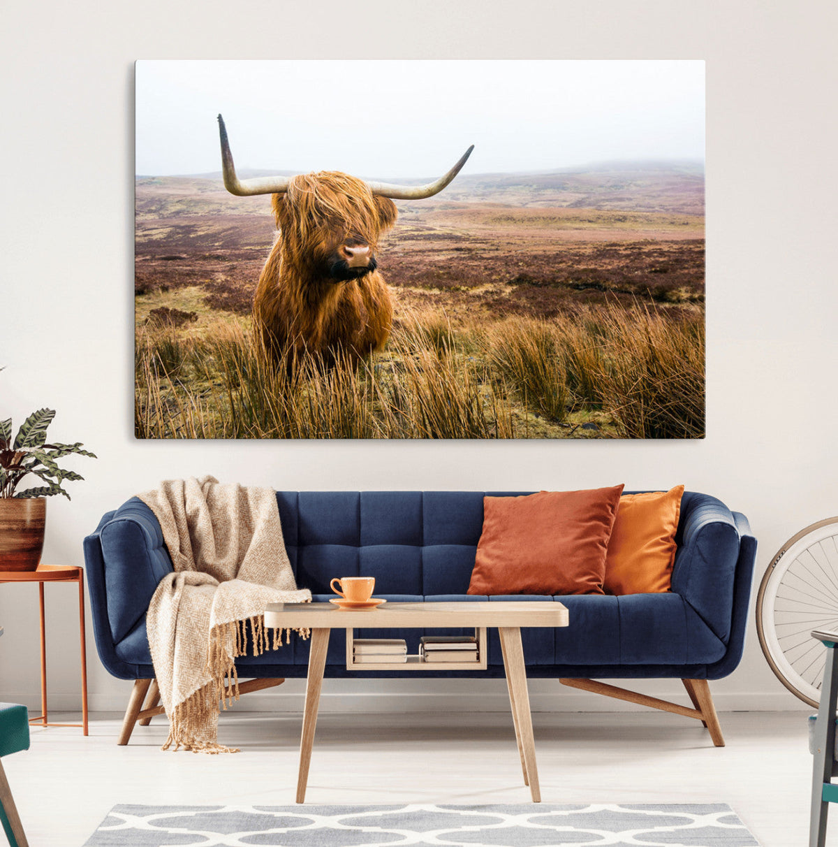 Scottish Highland Cow Canvas Wall Art – Rustic Farmhouse