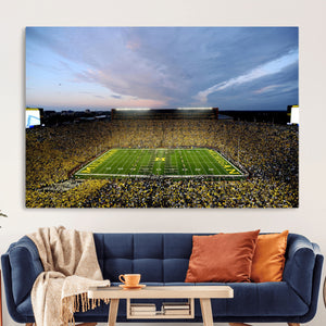 Michigan Stadium Wall Art Canvas Print, Vibrant Game Day