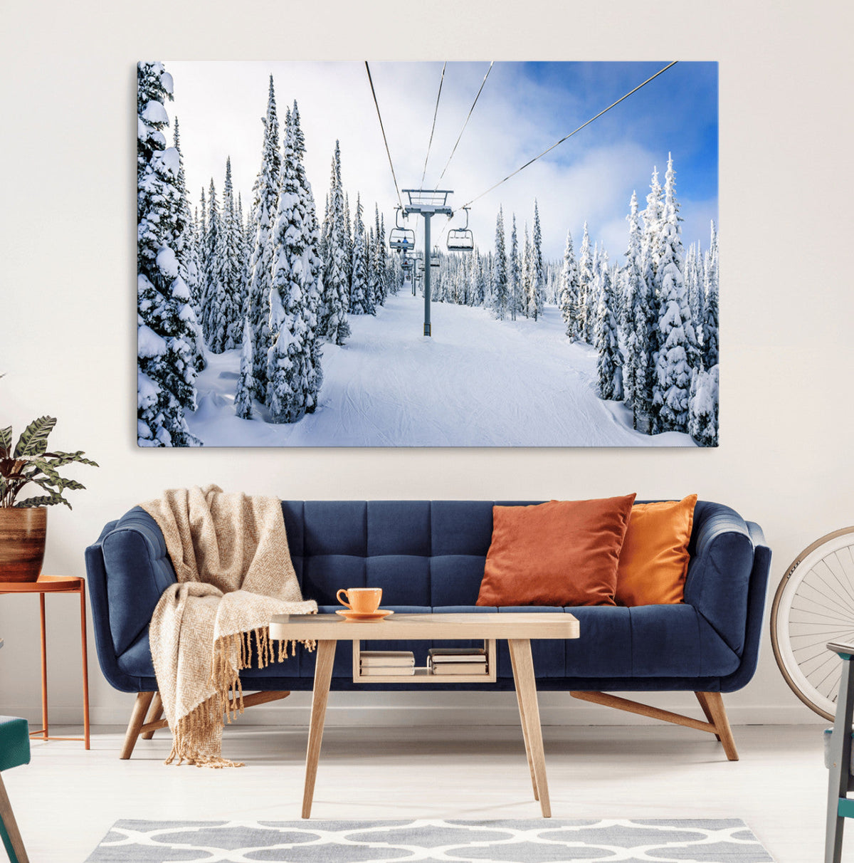 Winter Ski Lift Wall Art Print - Landscape Wall Art | Snowy