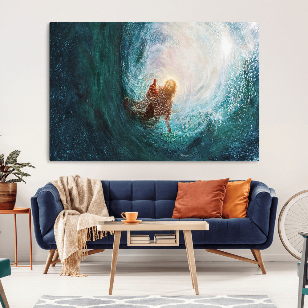 Powerful Jesus Canvas Print - Hand of Salvation,