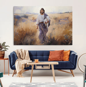 Jesus the Good Shepherd Wall Art Canvas Print - Lost Lamb