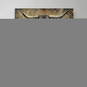 Texas Longhorn Bull Wall Art – Framed Rustic Cow Canvas