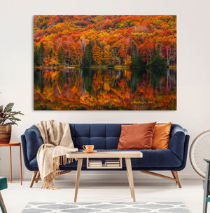 Fall Foliage Wall Art - Autumn Reflection Canvas Print,