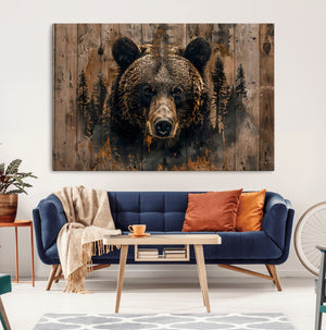 Rustic Grizzly 399 Wall Art | Triptych Canvas Print | Rustic