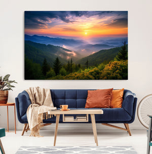 Majestic Mountain Sunrise Print | Landscape Wall Art |