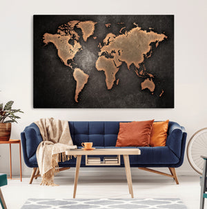 World Map Canvas Print – Framed Travel Map Wall Art for