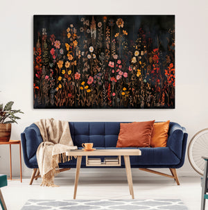 Large Floral Painting Print Illustration Flowers Canvas Wall