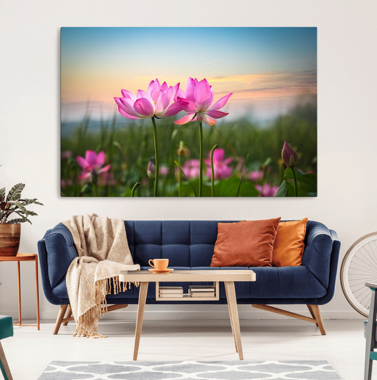 Pink Flower on the Mountain Canvas Print, Framed Pink Flower