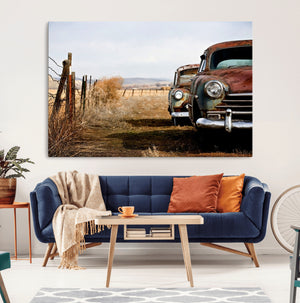 Old Rustic Classic Car Wall Art Canvas Print