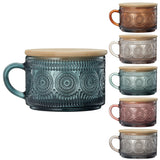 Tonal Hobnail Mug Glassware with 6 Lids & Gold Spoons, Set of 6