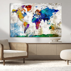 World Map Canvas Print – Framed Travel Map Wall Art for