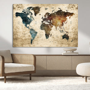 World Map Canvas Print – Detailed Map of the World Wall Art