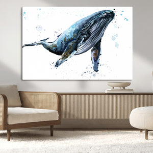 Watercolor Whale Wall Art Canvas Print