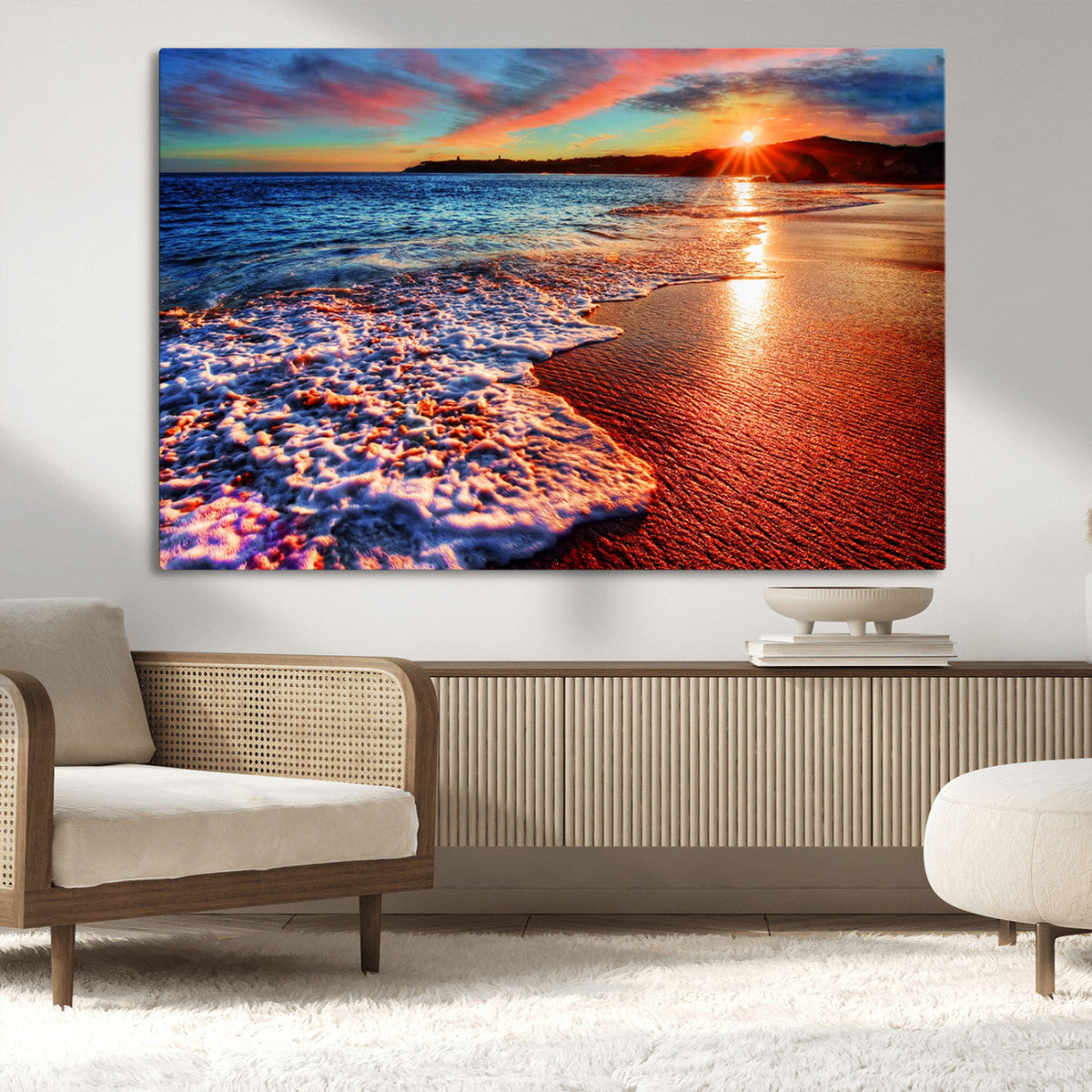 Colorful Coastal Sunset on the Beach Canvas Print, Ocean