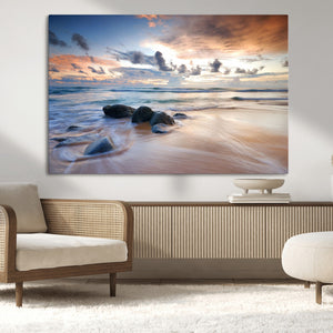 Serene Weather On The Beach Wall Art Canvas Print