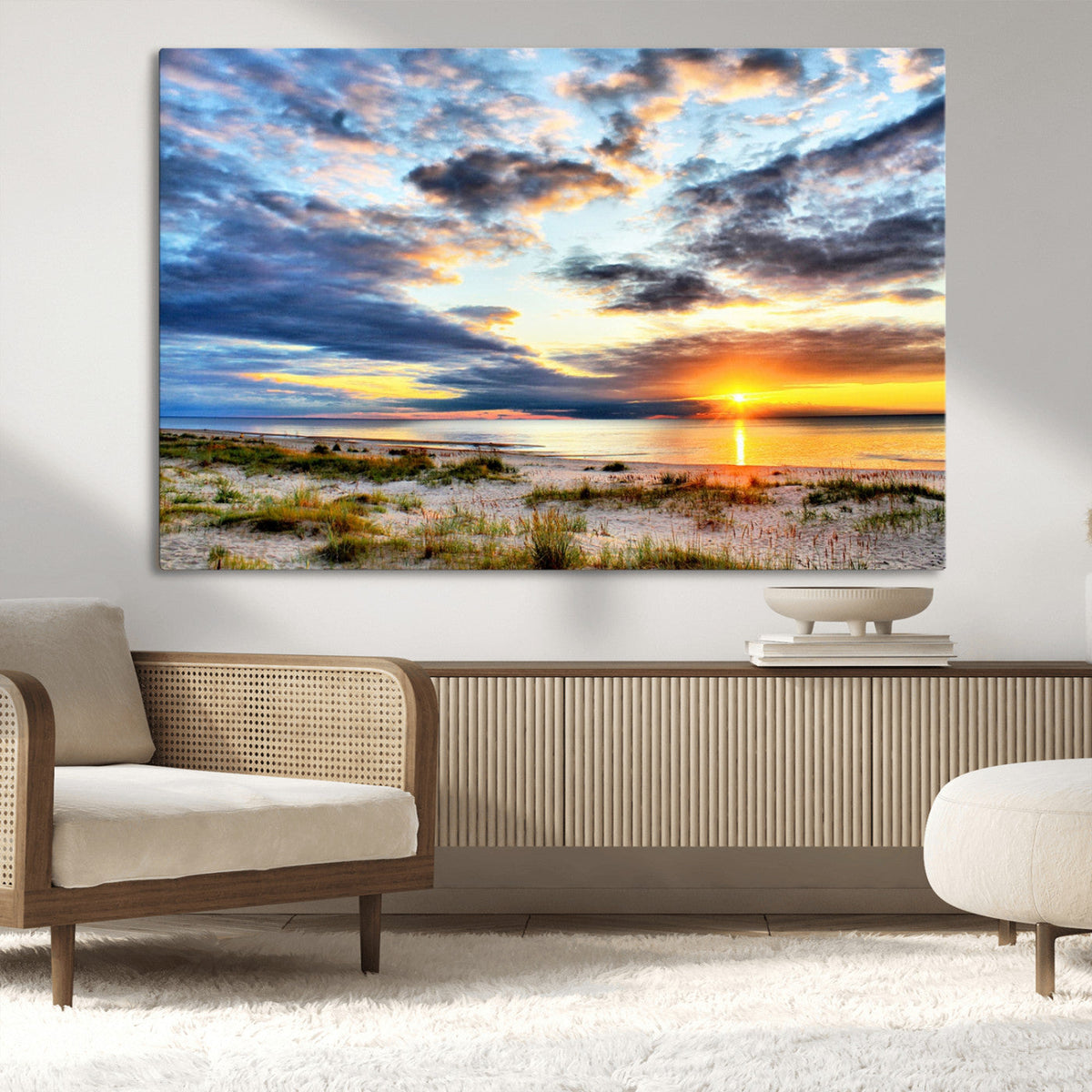 Sunset On The Ocean Wall Art Canvas Print