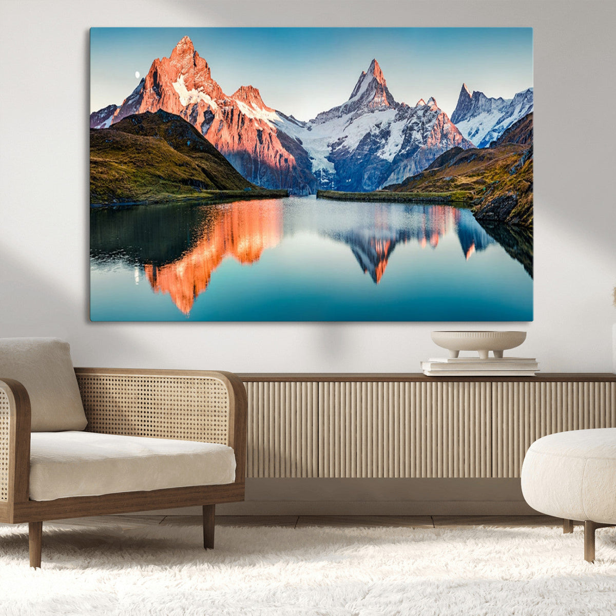 Landscape Mountain and Lake View Wall Art Canvas Print
