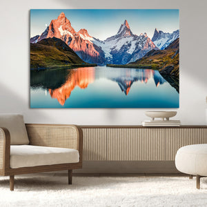Landscape Mountain and Lake View Wall Art Canvas Print