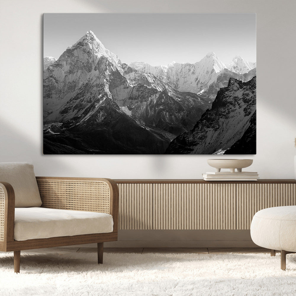 Everest Himalaya Mountain Peaks Black & White Triptych