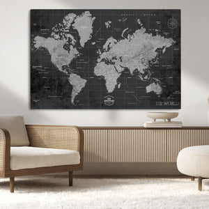 World Map Canvas Print – Detailed Map of the World Wall Art