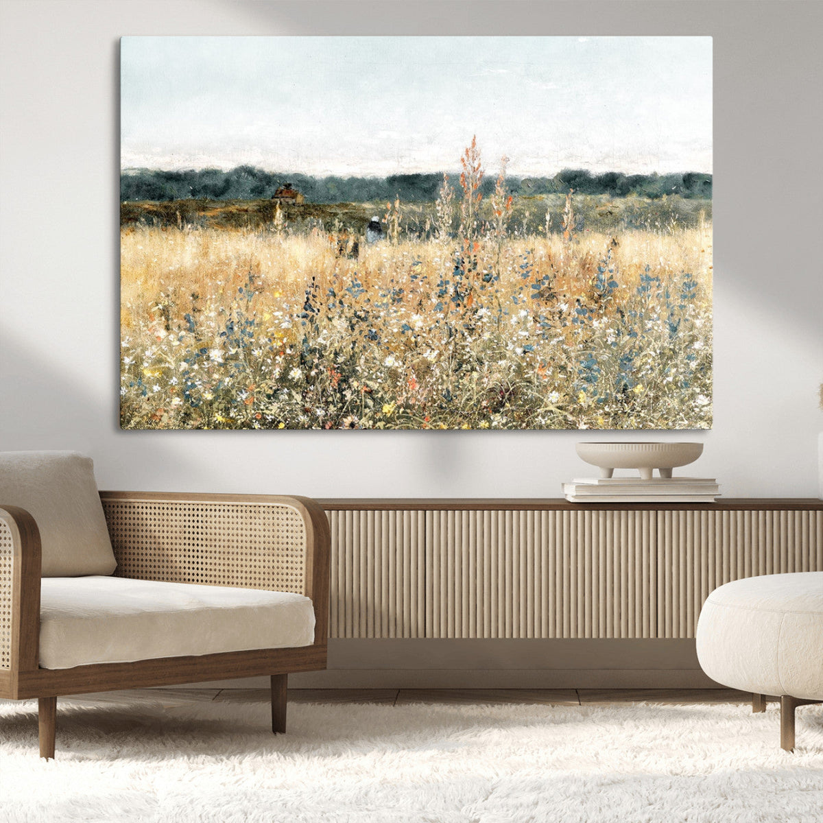 Wildflower Field Wall Art Canvas | Nature-Inspired Landscape