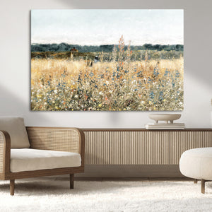 Wildflower Field Wall Art Canvas | Nature-Inspired Landscape