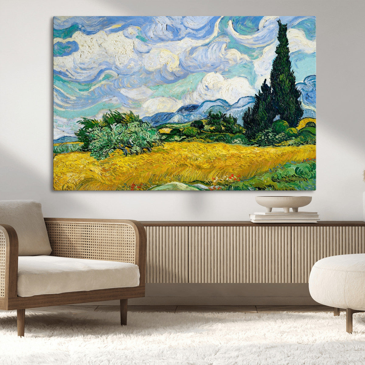 Wheatfield With Cypresses By Van Gogh Painting Wall Art