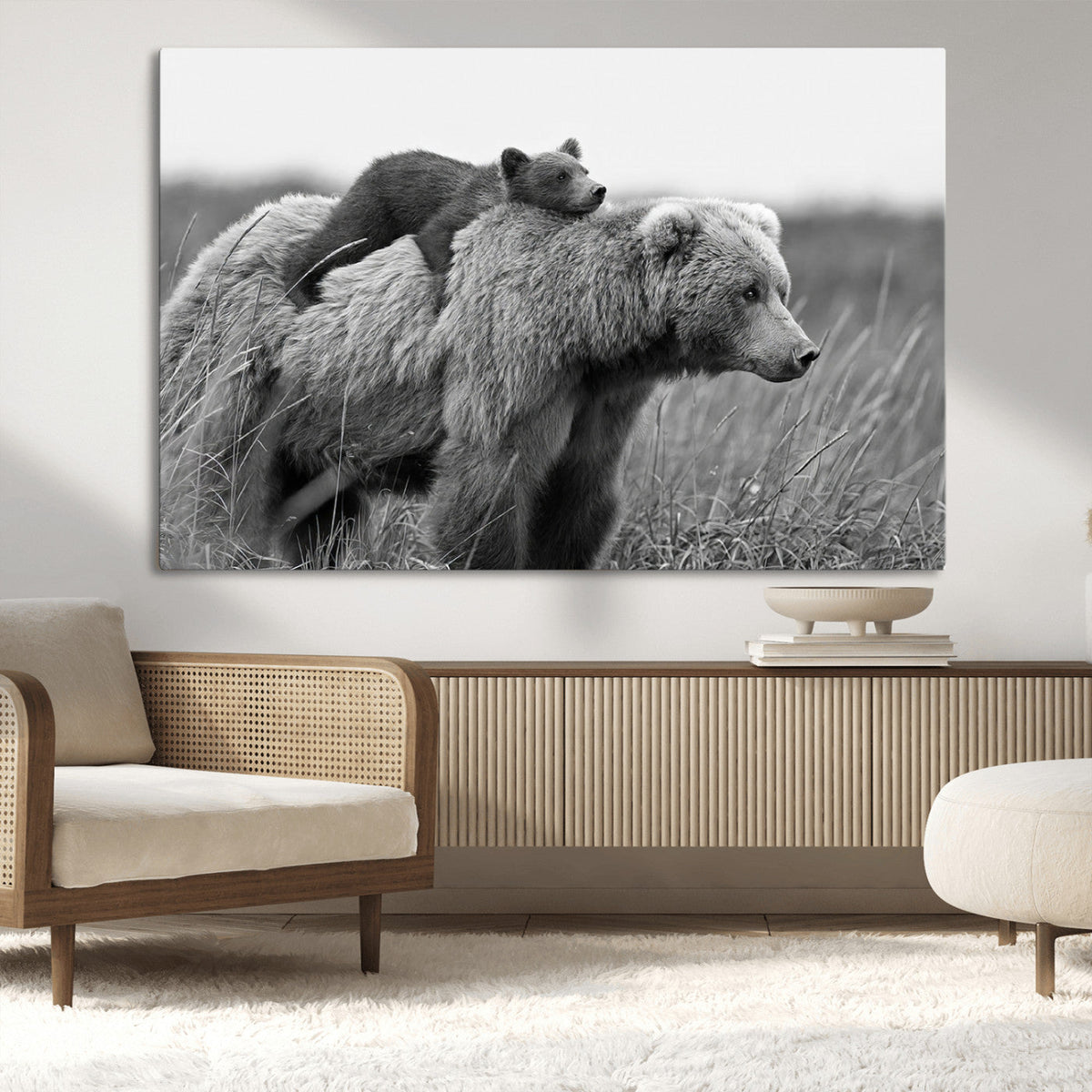 Bear and Cub Wall Art Canvas | 399 Bear Cub