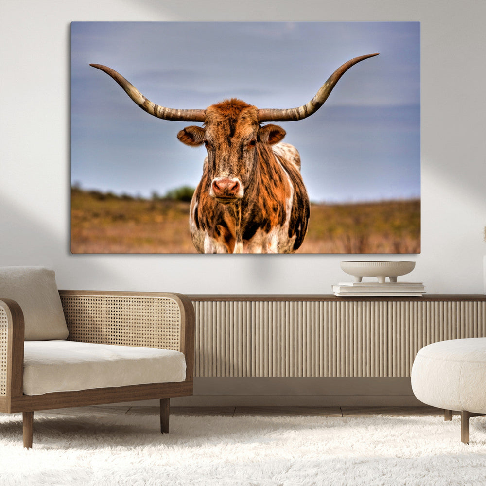 Texas Longhorn Wall Art Print, Framed Longhorn Cow Wall Art