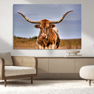 Texas Longhorn Wall Art Print, Framed Longhorn Cow Wall Art