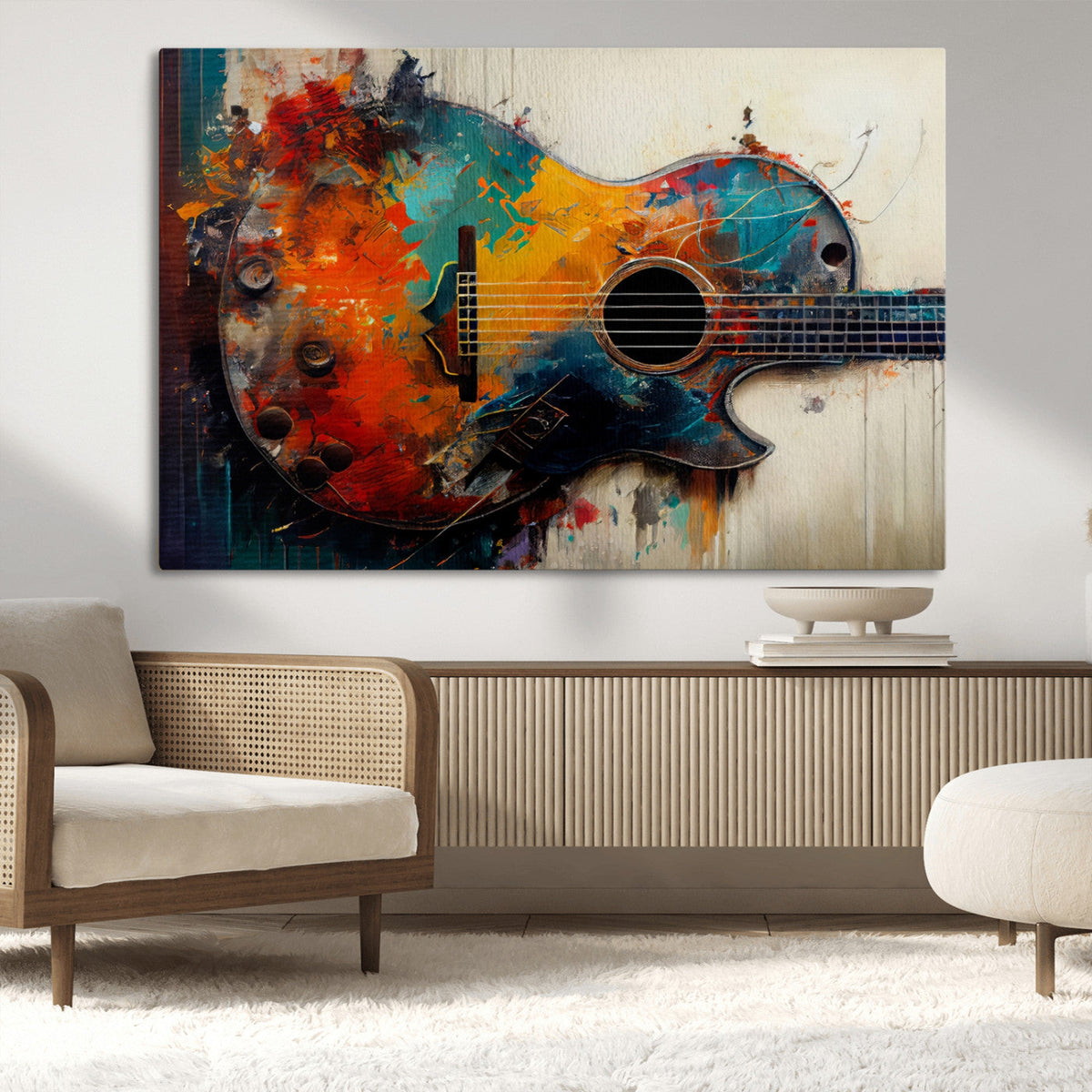 Abstract Guitar Wall Art Canvas | Vibrant Music-Inspired Art