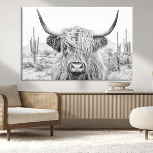 Rustic Charm | Cow Longhorn Black White Bighorn Wall Art