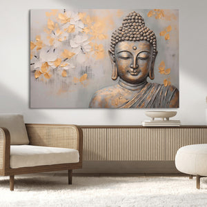 Abstract Buddha Statue Wall Art Canvas Print - Modern