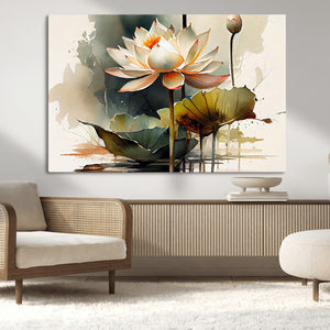 Lotus Flower Watercolor Canvas Print – A Symbol of Serenity