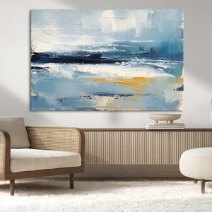 Abstract Ocean Canvas Wall Art - Coastal Blue and Gold
