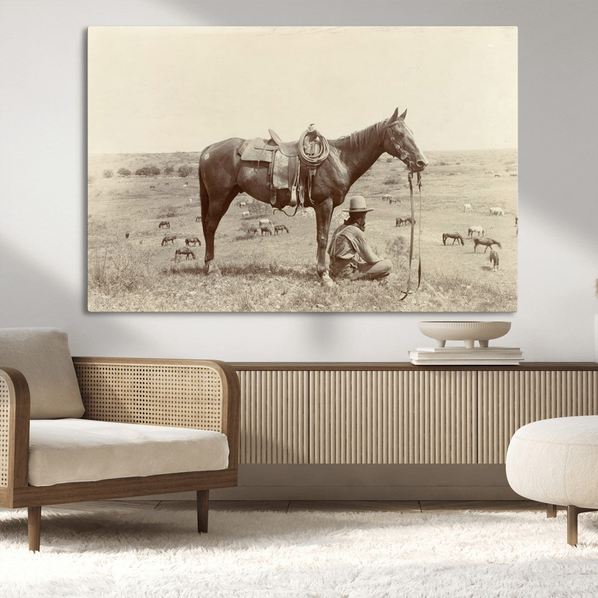 Cowboy Wall Art - Western Horse Canvas Print - Vintage