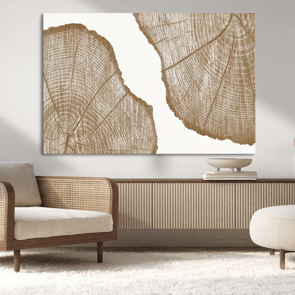 Rustic Brown Tree Ring Wall Art Canvas Print – Framed and