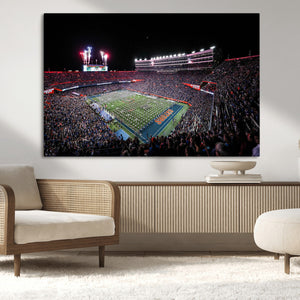 Ben Hill Griffin Stadium Night Game Triple Canvas Wall Art -