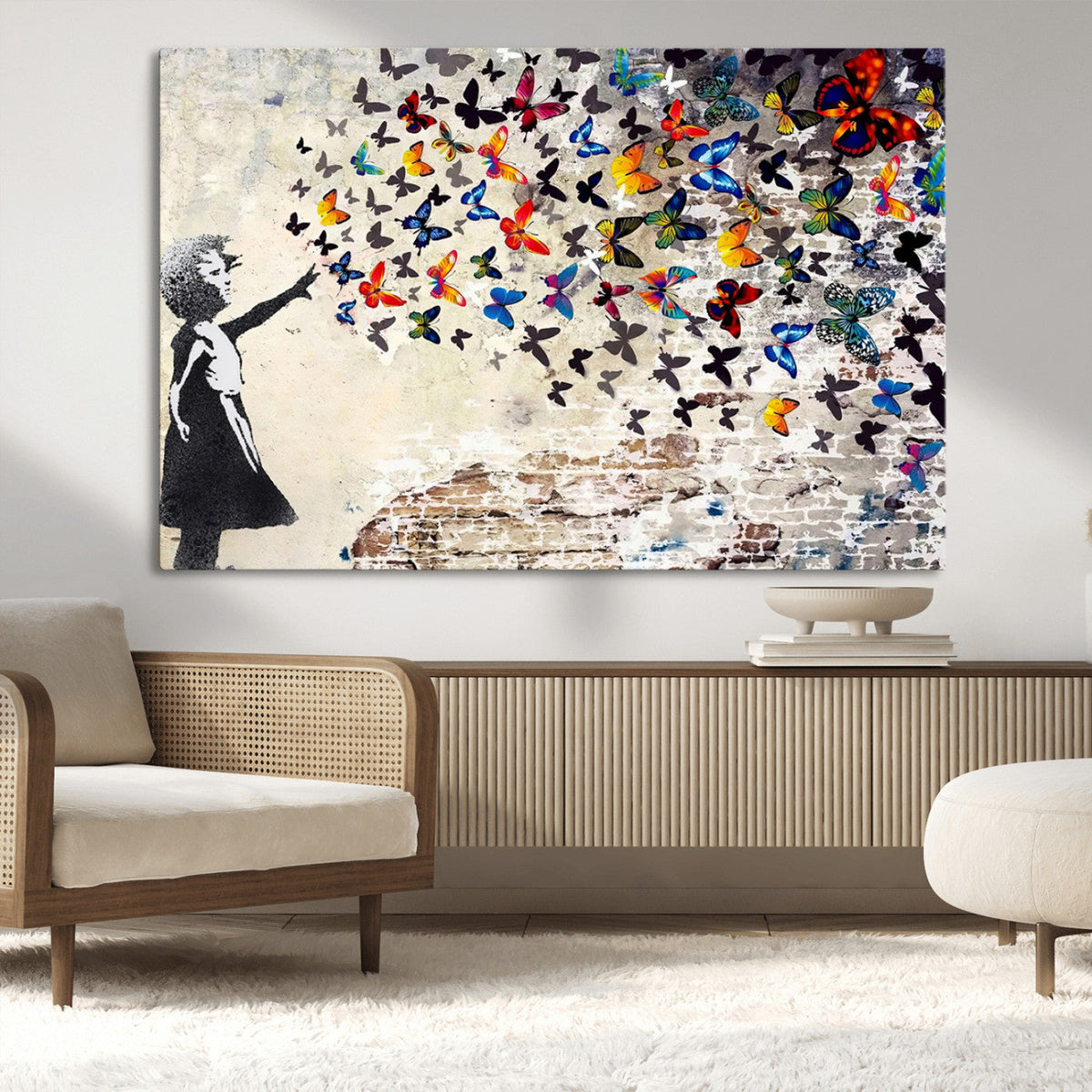 Banksy Graffiti Wall Art Canvas Print: Girl Releasing