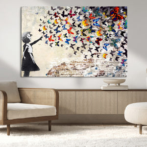 Banksy Graffiti Wall Art Canvas Print: Girl Releasing