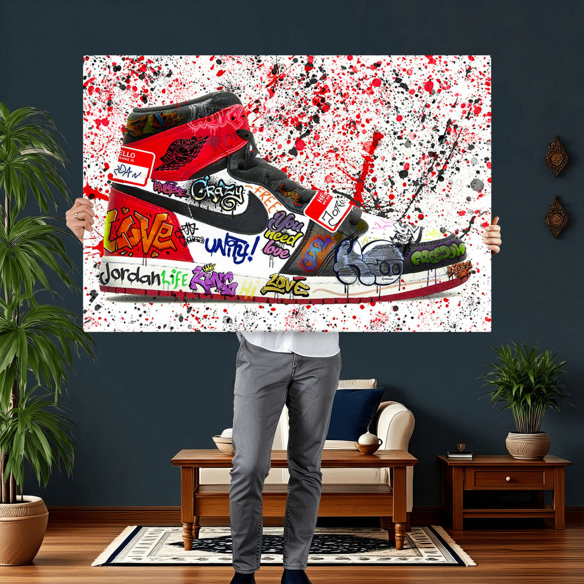 Jordan Shoes Graffiti Wall Art Canvas Print- Jordan Graffiti