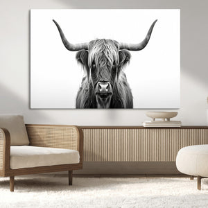 Highland Wall Art Canvas Print – Minimalist Black and White