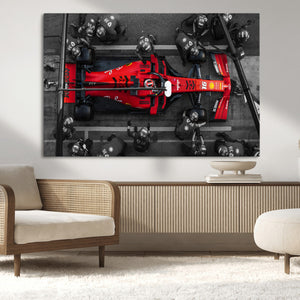 Ferrari Pit Stop Canvas Wall Art – Precision and Speed