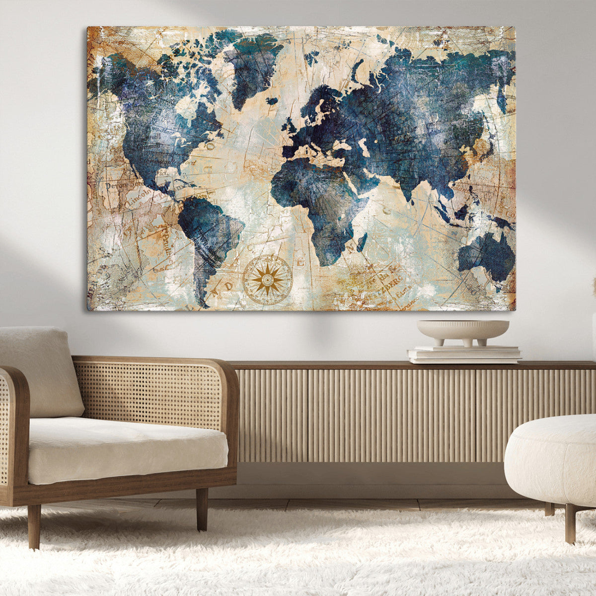World Map Canvas Print – Framed Wall Art for Couples,