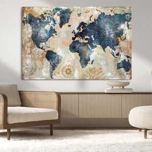 World Map Canvas Print – Framed Wall Art for Couples,