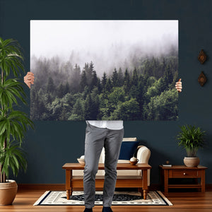Misty Forest Wall Art | Foggy Forest Canvas Print | Large
