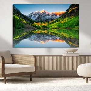 Maroon Bells Lake Wall Art Canvas Print – Framed Majestic
