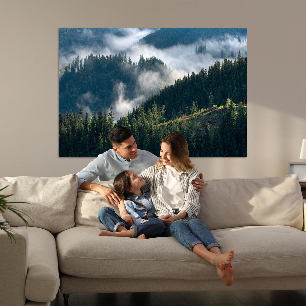 Misty Forest Wall Art Canvas Print – Pine Hills Foggy Trees