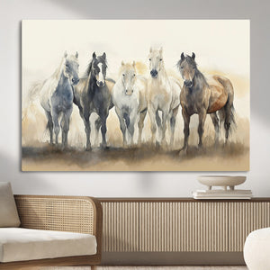 Wild Horses Wall Art Canvas Print, Framed Running Horses Art